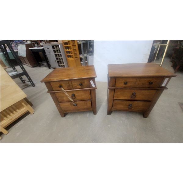 Pair of Wooden Nightstands with Two Drawers and Two Cabinets 17”×24”×26”