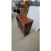 Image 2 : Red and Brown Wood Cabinet with Glass-Front Doors and Brass-Tone Hardware 31”×32”×14.6”