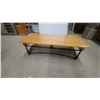 Image 1 : Light Oak Wood-Grain Tabletop and Black Metal Base
