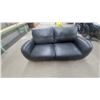 Image 1 : Black Leather Two-Seat Sofa 65” wide