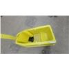 Image 3 : Yellow Snow Sled with Handle, Black Seat, and Two Red Reflectors