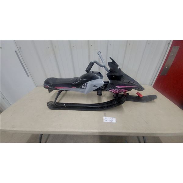 Yamaha Viper Kids’ Ride-On Snow Sled, Black and Pink, with Skis