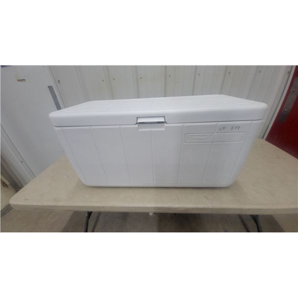 Coleman Cooler with Wood Handle, Interior Basket and Shelf, 16”×34”×16”