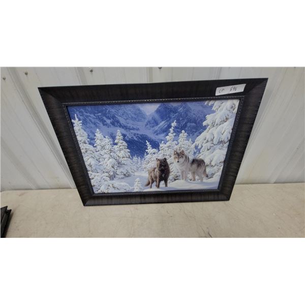 Framed Winter Wolves Print, Signed “Ben Hosettove”