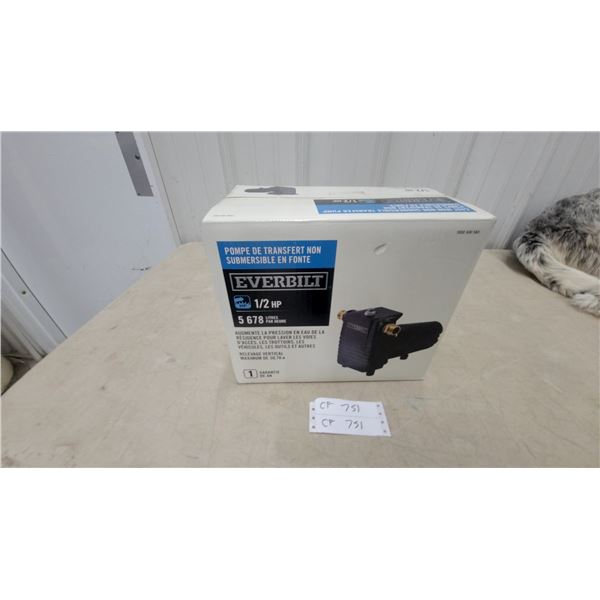 Everbilt 1/2 HP Non-Submersible Cast Iron Transfer Pump, 5678 Litres Per Hour