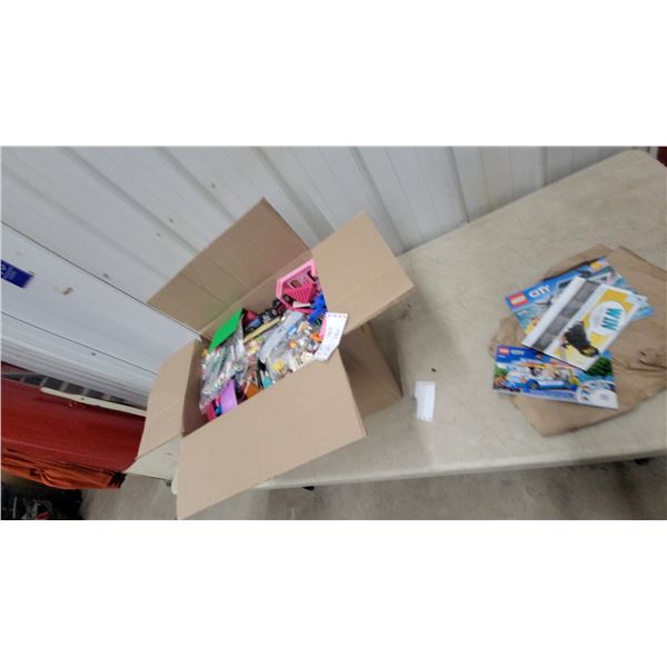 Large Box of LEGO Bricks and Pieces, Including LEGO City Manuals