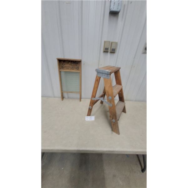 Best Value Glass Marshall Wells Wash Board and Wooden Step Stool