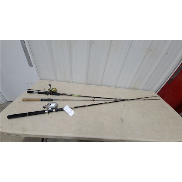 Three Fishing Rods with 2 Reels
