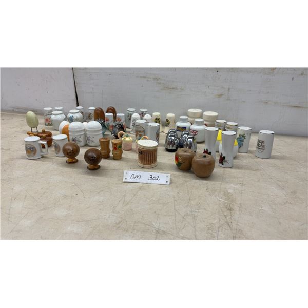 Large Collection of Ceramic, Metal, and Glass Salt and Pepper Shakers, Floral, Souvenir