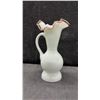 Image 6 : Fenton Style Art Glass Opalescent Ruffled Crest Vases, Pitcher, and Compote Collection