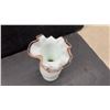 Image 7 : Fenton Style Art Glass Opalescent Ruffled Crest Vases, Pitcher, and Compote Collection