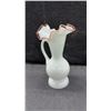 Image 8 : Fenton Style Art Glass Opalescent Ruffled Crest Vases, Pitcher, and Compote Collection