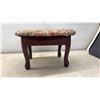 Image 2 : Vintage Floral Tapestry Upholstered Storage Footstool and Brass Wire Magazine Rack