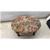 Image 3 : Vintage Floral Tapestry Upholstered Storage Footstool and Brass Wire Magazine Rack