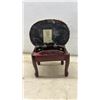 Image 4 : Vintage Floral Tapestry Upholstered Storage Footstool and Brass Wire Magazine Rack