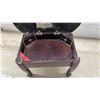 Image 5 : Vintage Floral Tapestry Upholstered Storage Footstool and Brass Wire Magazine Rack