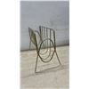 Image 7 : Vintage Floral Tapestry Upholstered Storage Footstool and Brass Wire Magazine Rack