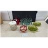 Image 1 : Vintage Glassware, Serving Bowls, Libbey Tumblers, Cracker Barrel Jar, Cranberry Style Candy