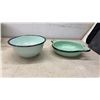 Image 2 : Vintage Enamelware Collection, Lidded Pail, Mixing Bowl, Serving Dish