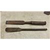Image 4 : Antique Forged Steel Hand Tools Including Chisels, Scrapers, Linkage, and Latch Bar