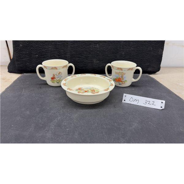 Royal Doulton Bunnykins Three-Piece Child's Feeding Set, Two Mugs and Bowl