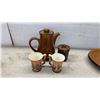 Image 6 : Cambrian Stoneware Brown Glazed Dinnerware Set Including Plates, Coffee Pot, Tureen
