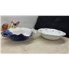 Image 10 : Vintage Iridescent Carnival Glass Ruffled Handled Bonbon Dish and Iridescent Ruffled Serving Dish
