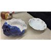 Image 9 : Vintage Iridescent Carnival Glass Ruffled Handled Bonbon Dish and Iridescent Ruffled Serving Dish