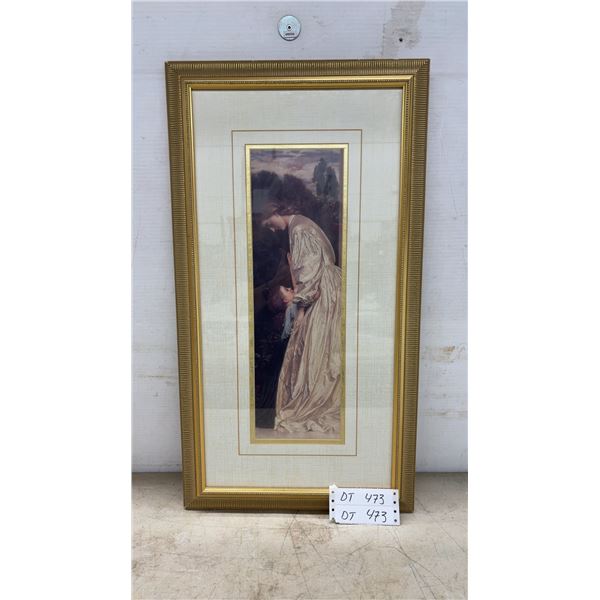 Framed Print "Mother and Child" by Sir Frederic Leighton in Ornate Gold Frame, 26 1/2 × 14 1/2”
