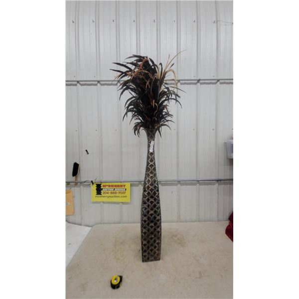 Tall Decorative Vase with Feathers 64” tall