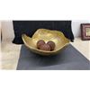 Image 6 : Decorative Glass Vases, Bowls, Diamond Paperweights, Gold Metal Bowl With Rattan Balls