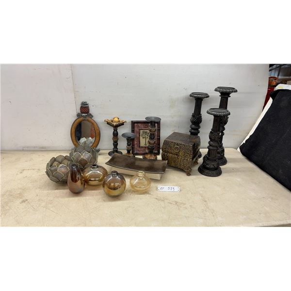 Shelf Decor, Candlesticks, Vases, Mirror, Framed Art, Lotus Candle Holders