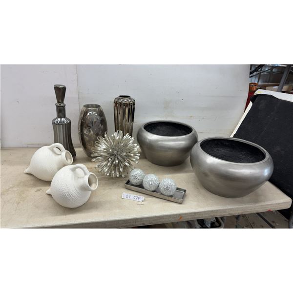 Room Decor, Brushed Planters, Vases, Bottle, White Vases, Sputnik Orb, Mosaic Ball