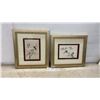 Image 1 : Pair of Framed East Asian Silk Embroidery Art Pieces with Birds and Calligraphy, 18 × 16”