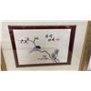 Image 5 : Pair of Framed East Asian Silk Embroidery Art Pieces with Birds and Calligraphy, 18 × 16”