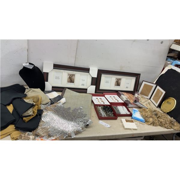 Two 8” x 20” Triple Photo Frames, New Photo Albums, Pic Frames, Water Filters, Place Mats, Tote