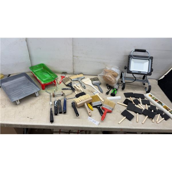 Painting Supplies, Trays, Brushes, Roller Cages, Tote, Icon Electric Portable LED Work Light