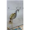 Image 3 : Decorative Metal Heron Sculpture with Lily Pad Base, Silver and Gold Tone, 32” Tall