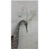 Image 4 : Decorative Metal Heron Sculpture with Lily Pad Base, Silver and Gold Tone, 32” Tall