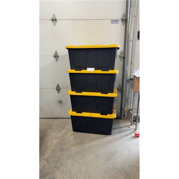 Greenmade Professional Grade 27-Gallon Storage Boxes With Yellow Snap-Tight Lids, Set of 4