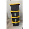 Image 2 : Greenmade Professional Grade 27-Gallon Storage Boxes With Yellow Snap-Tight Lids, Set of 4
