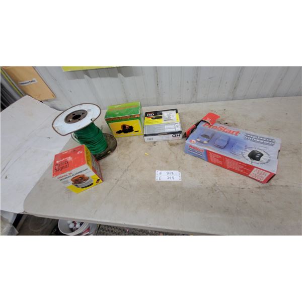 ProStart Car Starter, Revolving Safety Signal, Revolving Warning Light, and Green Wire Spool