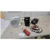 Image 1 : Airworks Fan Heater, Electric chain sharpener, VCR Rewinder, and Timer