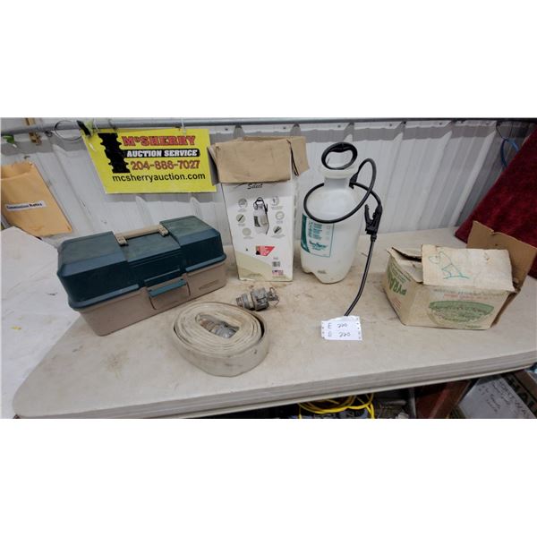 Plano Tackle Box, Select SureSpray Sprayer, Rolled Fire Hose