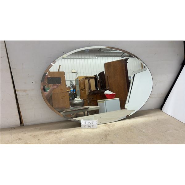 Oval Beveled-Edge Wall Mirror, 20 1/2 × 31”