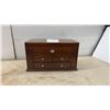 Image 1 : Wooden Jewelry Chest with Hinged Mirrored Lid, Drawers, and Side Necklace Compartments