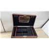 Image 2 : Wooden Jewelry Chest with Hinged Mirrored Lid, Drawers, and Side Necklace Compartments