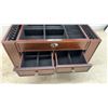 Image 5 : Wooden Jewelry Chest with Hinged Mirrored Lid, Drawers, and Side Necklace Compartments