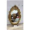 Image 1 : Ornate Oval Wall Mirror with Gold-Gilded Frame, 29 × 18”