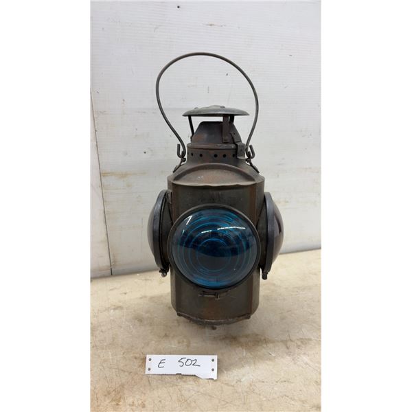 Antique CNR Canadian National Railway Switch Lantern with Blue and Red Lenses